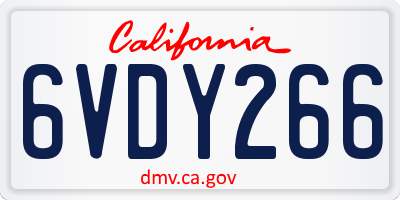 CA license plate 6VDY266