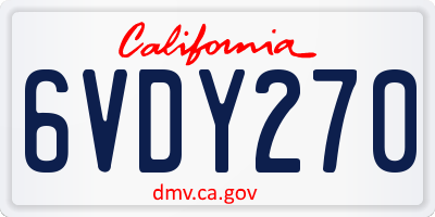 CA license plate 6VDY270