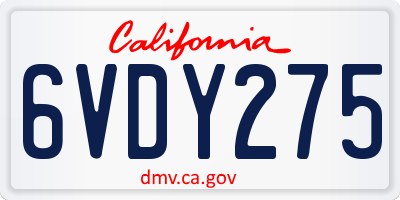 CA license plate 6VDY275