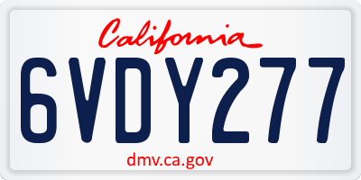 CA license plate 6VDY277