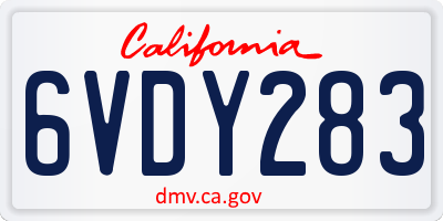 CA license plate 6VDY283