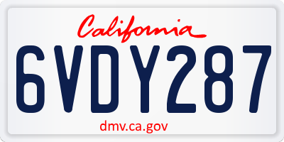 CA license plate 6VDY287