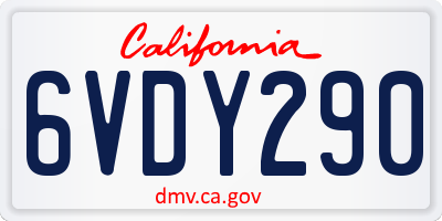 CA license plate 6VDY290