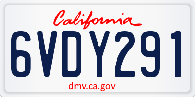 CA license plate 6VDY291