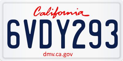 CA license plate 6VDY293