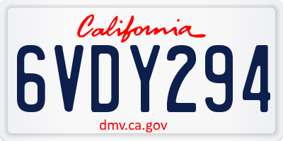 CA license plate 6VDY294