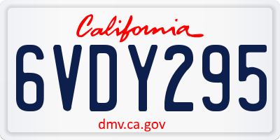 CA license plate 6VDY295