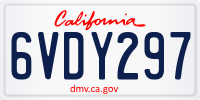 CA license plate 6VDY297