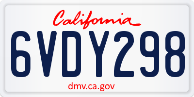 CA license plate 6VDY298
