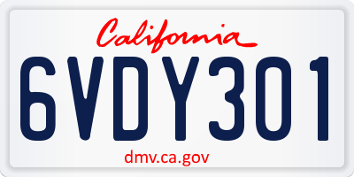 CA license plate 6VDY301