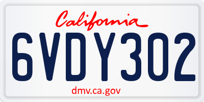 CA license plate 6VDY302