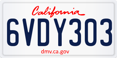 CA license plate 6VDY303
