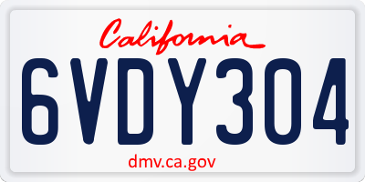 CA license plate 6VDY304