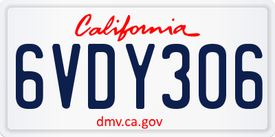 CA license plate 6VDY306