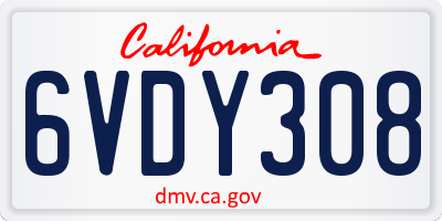 CA license plate 6VDY308
