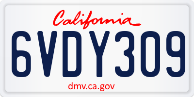 CA license plate 6VDY309