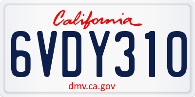 CA license plate 6VDY310
