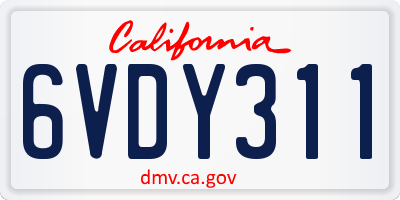 CA license plate 6VDY311