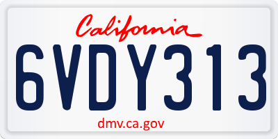 CA license plate 6VDY313
