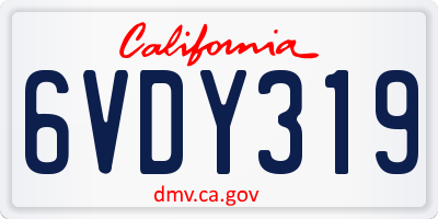 CA license plate 6VDY319