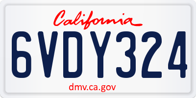 CA license plate 6VDY324