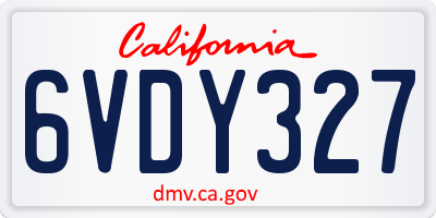 CA license plate 6VDY327