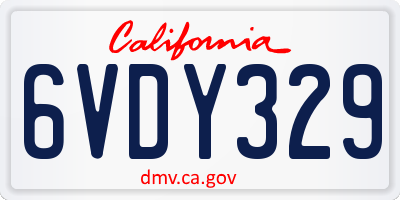 CA license plate 6VDY329