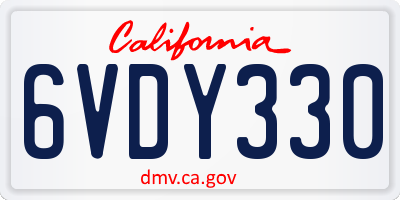 CA license plate 6VDY330