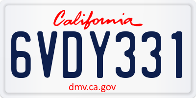 CA license plate 6VDY331