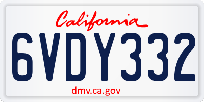 CA license plate 6VDY332