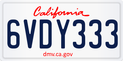 CA license plate 6VDY333
