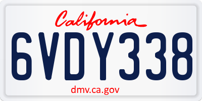 CA license plate 6VDY338