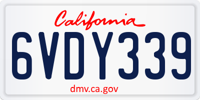 CA license plate 6VDY339