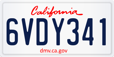 CA license plate 6VDY341