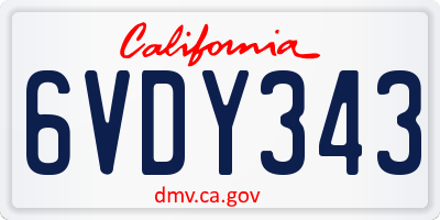 CA license plate 6VDY343