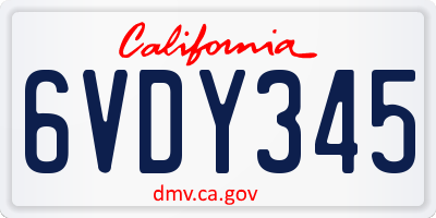 CA license plate 6VDY345