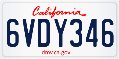 CA license plate 6VDY346