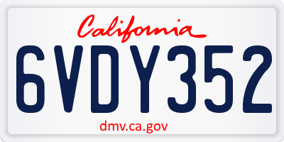 CA license plate 6VDY352