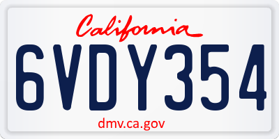 CA license plate 6VDY354