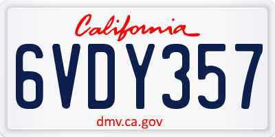 CA license plate 6VDY357