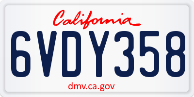 CA license plate 6VDY358