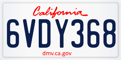 CA license plate 6VDY368