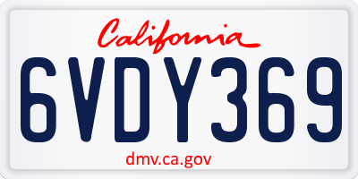 CA license plate 6VDY369