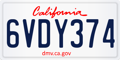 CA license plate 6VDY374