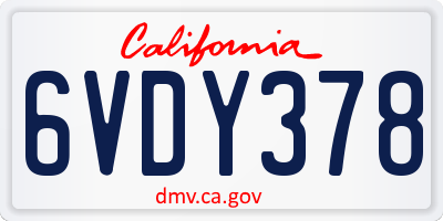 CA license plate 6VDY378