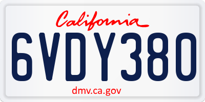 CA license plate 6VDY380