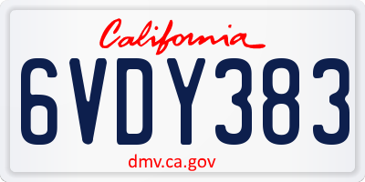 CA license plate 6VDY383