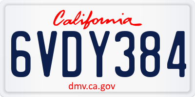 CA license plate 6VDY384