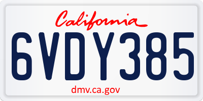 CA license plate 6VDY385