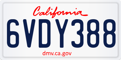 CA license plate 6VDY388